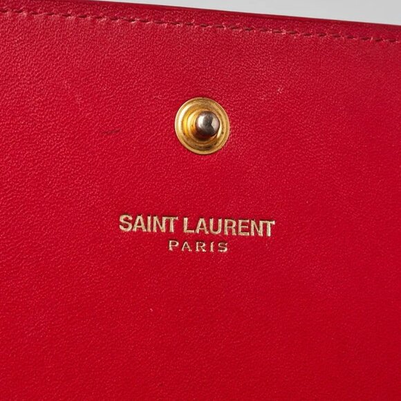 Yves Saint Laurent Red Leather Monogram Wallet on Chain Bag - Picture 12 of 12